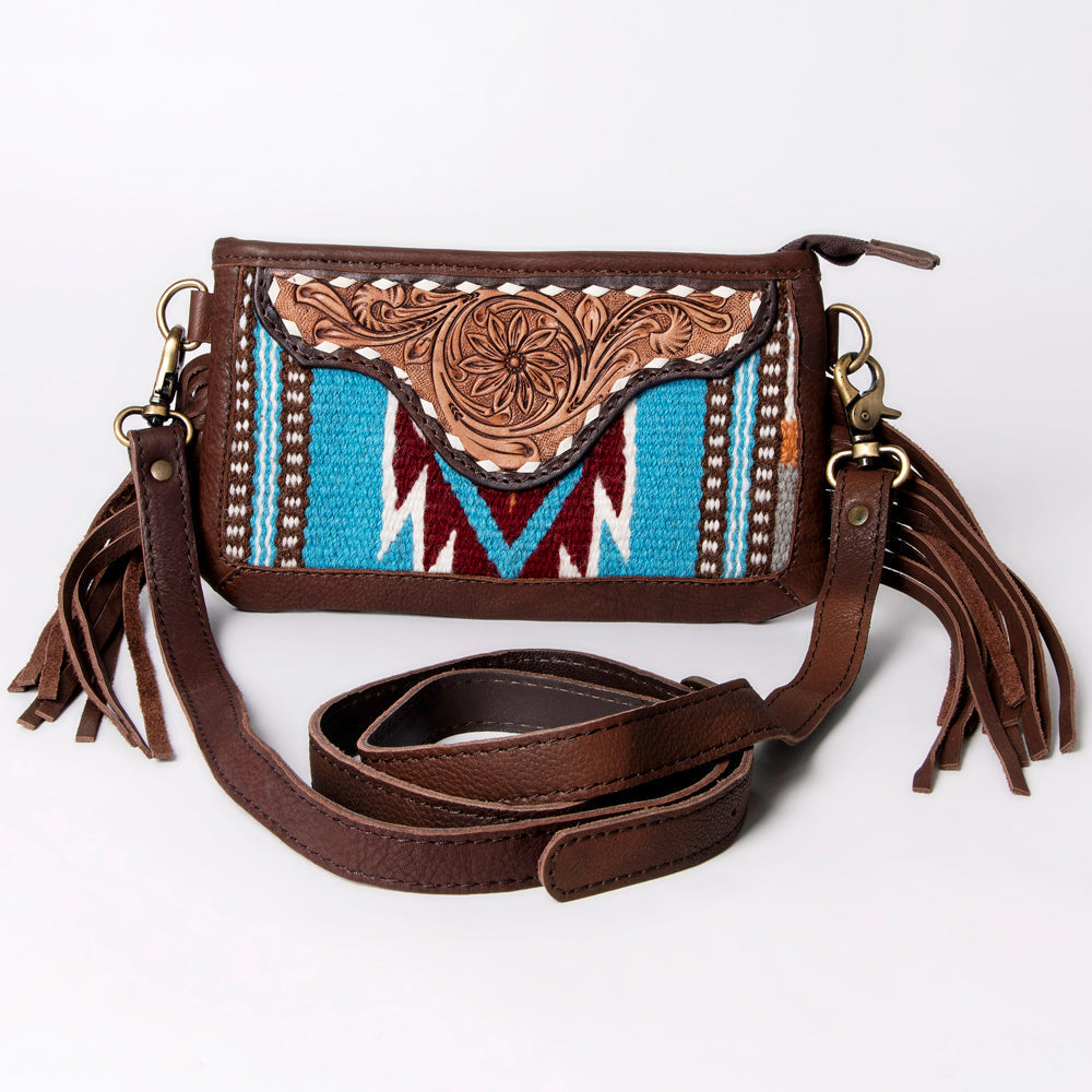 American Darling Small Crossbody Hand Tooled Saddle Blanket Genuine Leather