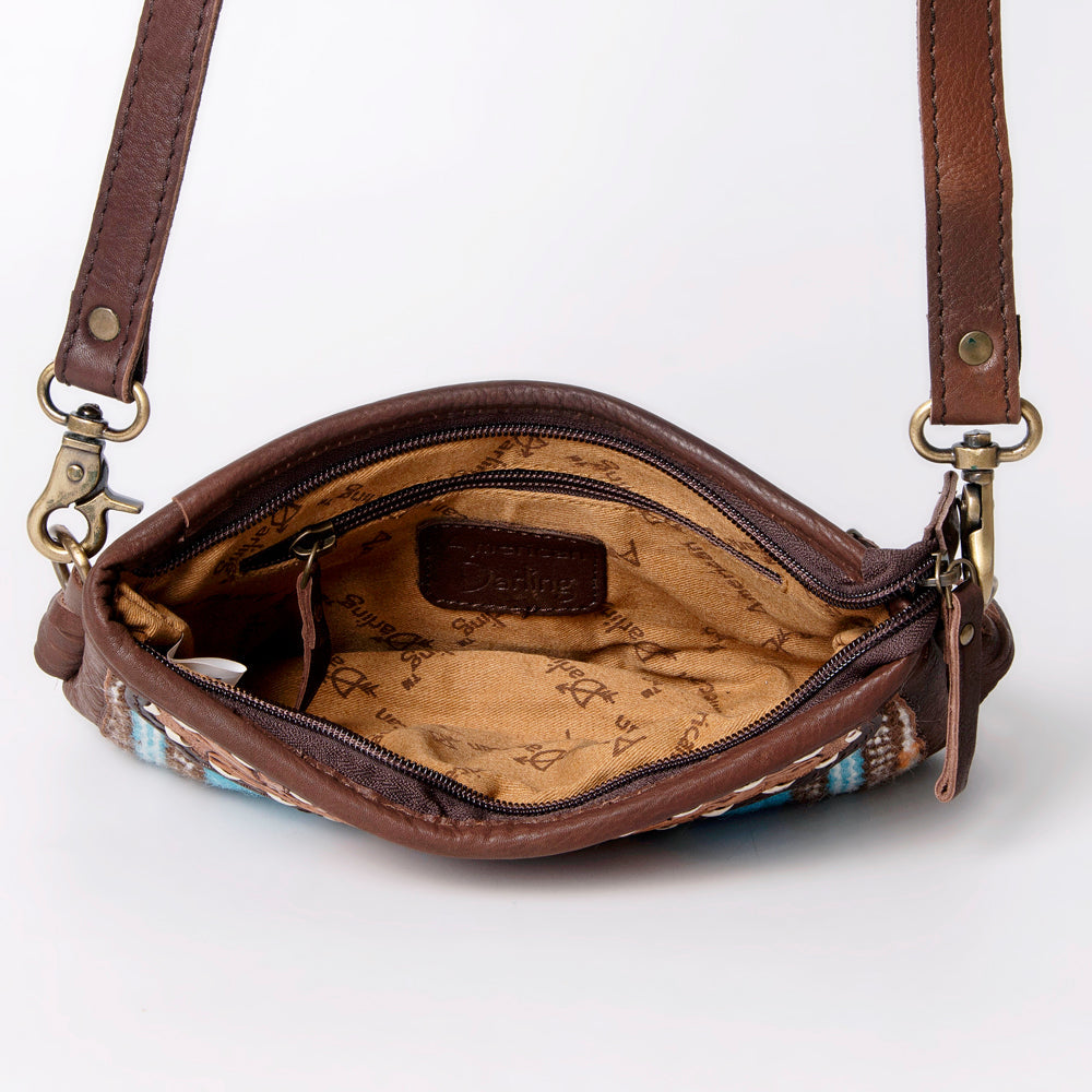 American Darling Small Crossbody Hand Tooled Saddle Blanket Genuine Leather