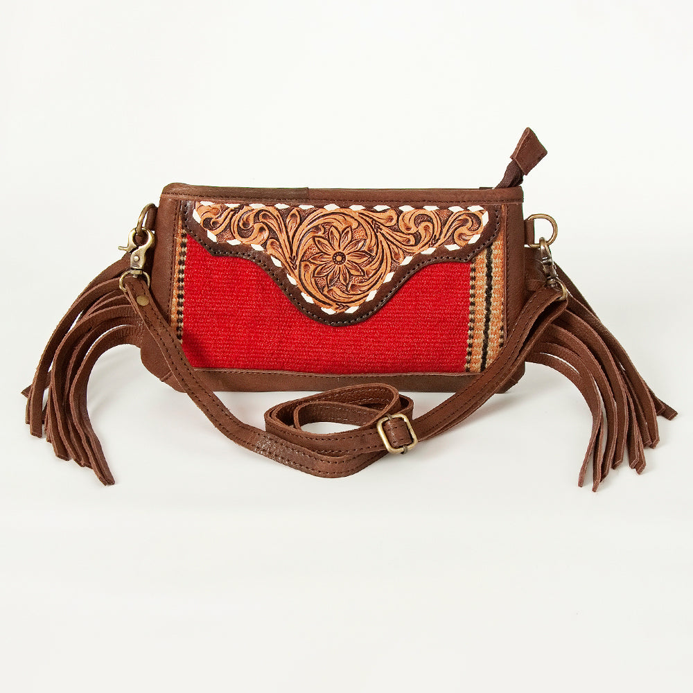 American Darling Small Crossbody Hand Tooled Saddle Blanket Genuine Leather