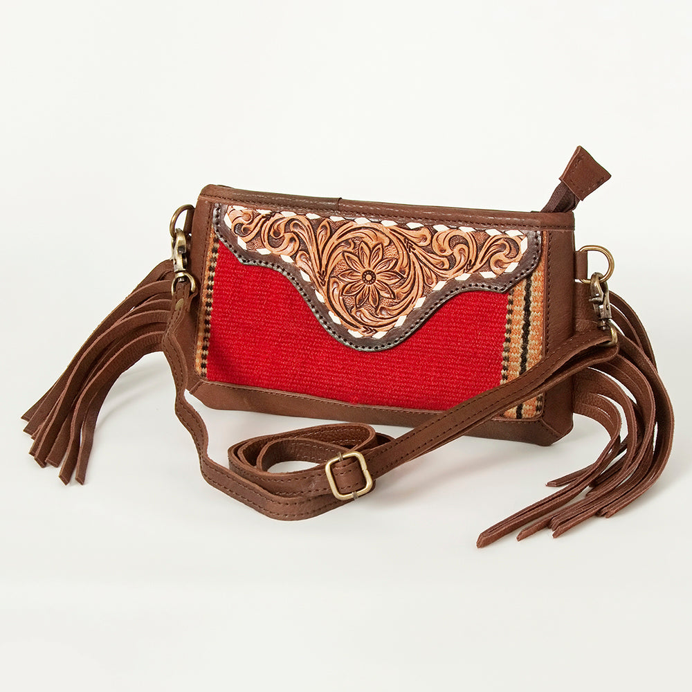 American Darling Small Crossbody Hand Tooled Saddle Blanket Genuine Leather