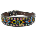 BAR H EQUINE Premium Quality Beaded Bright Designs Western Leather Dog Collar