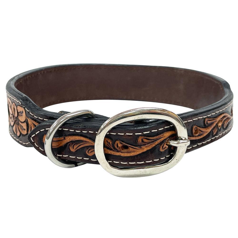 BAR H EQUINE Floral Beaded Symmetry Designs Western Leather Dog Collar