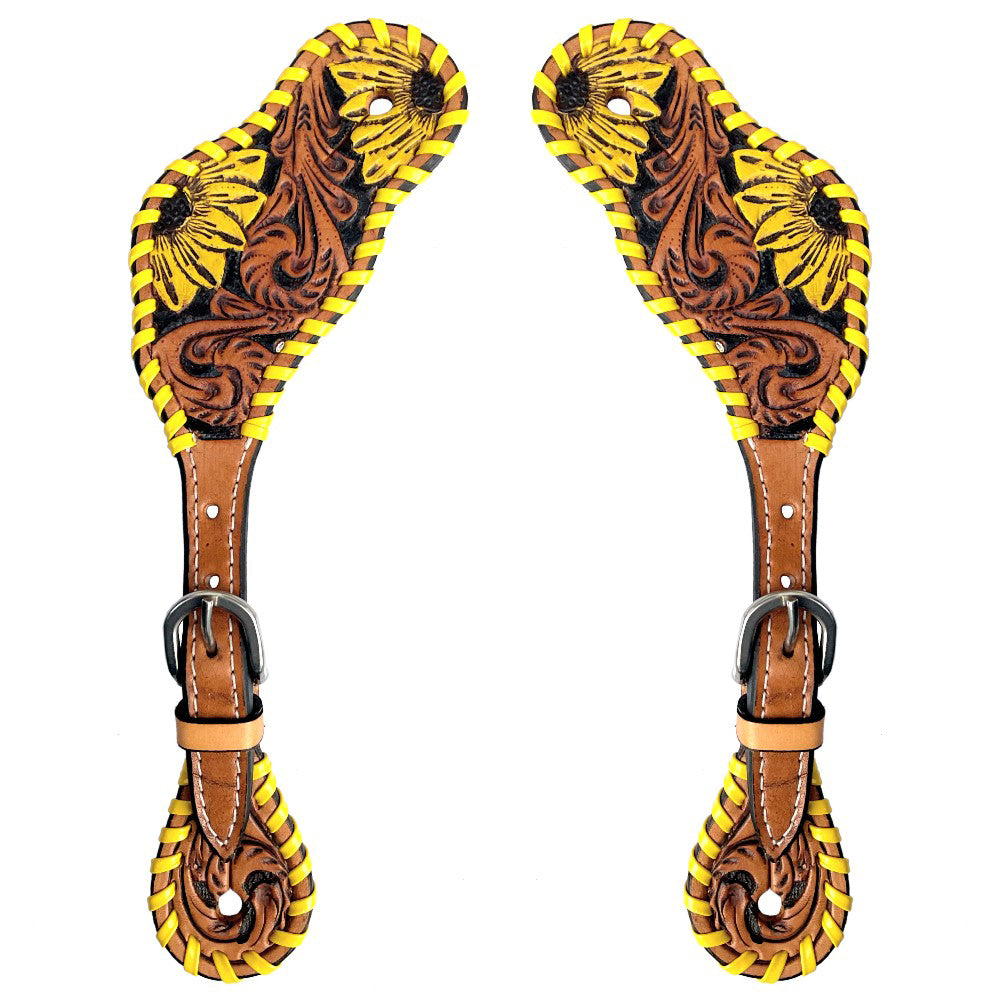 Bar H Equine Leather Spurs Straps for Adults - Western Womens Spur Straps for Horse Riding, Barrel Racing, Show, and Rodeo