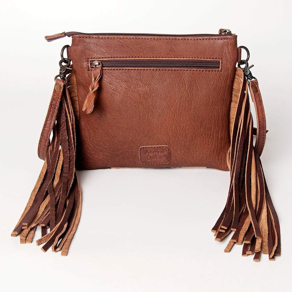 American Darling Western Small Crossbody Bag – Genuine Hair-On Cowhide Leather with Fringes, Adjustable Strap, Handcrafted in Texas
