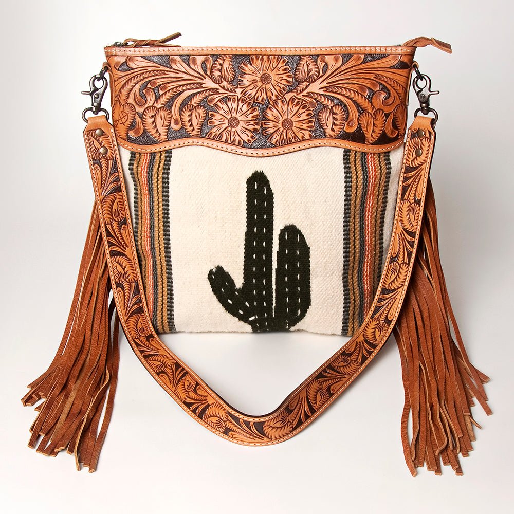 American Darling Signature Crossbody Hand Tooled Saddle Blanket Genuine Leather
