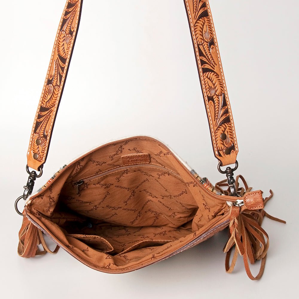 American Darling Signature Crossbody Hand Tooled Saddle Blanket Genuine Leather