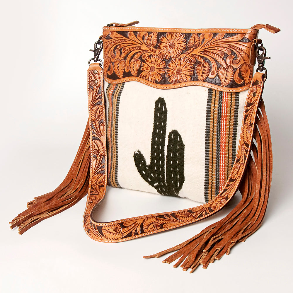 American Darling Signature Crossbody Hand Tooled Saddle Blanket Genuine Leather