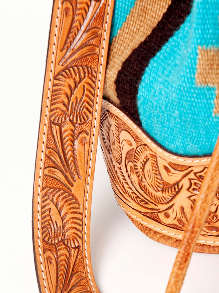 American Darling Hand-Tooled Saddle Blanket Leather Bucket Bag