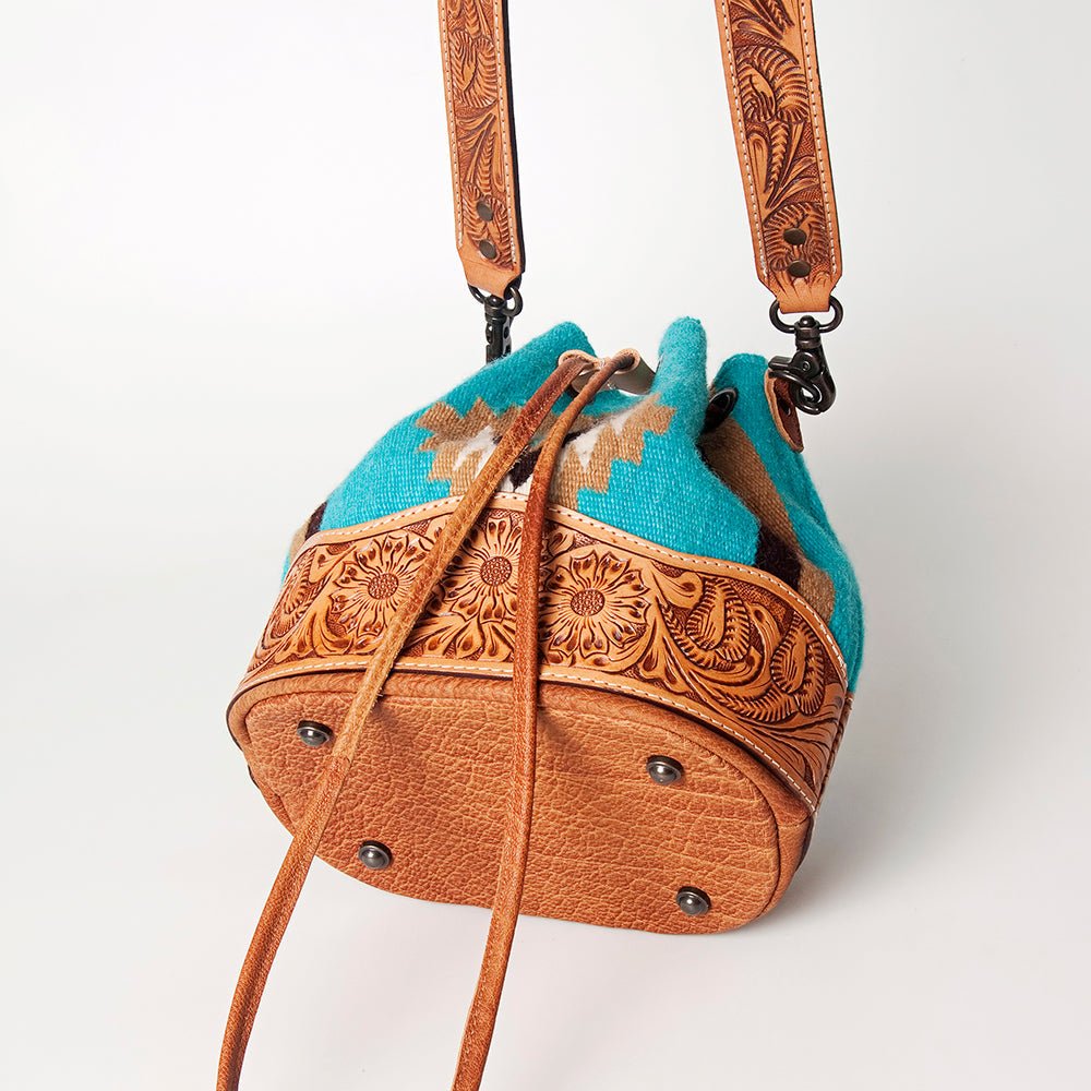 American Darling Hand-Tooled Saddle Blanket Leather Bucket Bag