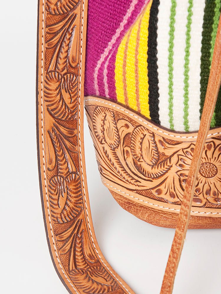 American Darling Hand-Tooled Saddle Blanket Leather Bucket Bag