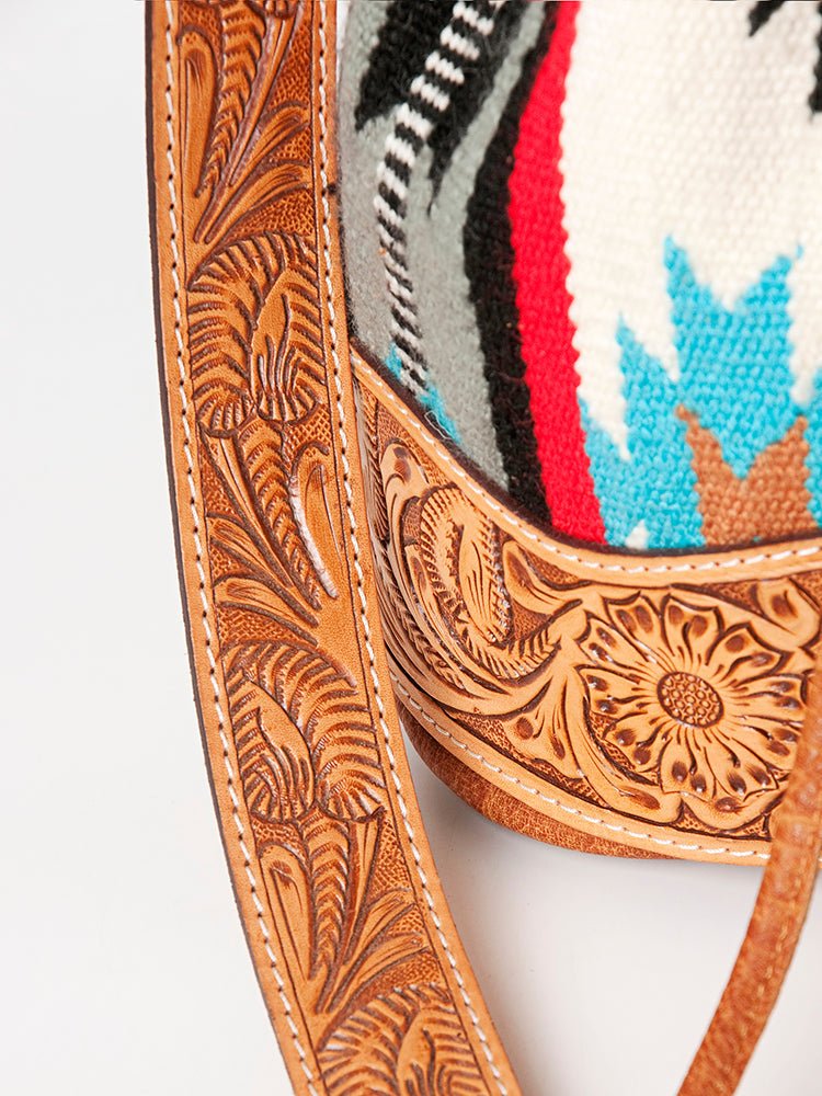 American Darling Hand-Tooled Saddle Blanket Leather Bucket Bag