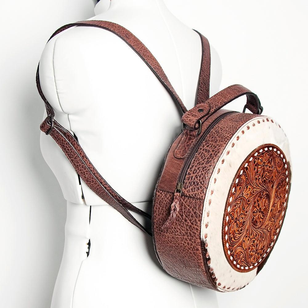 American Darling Hand-Tooled Hair-On Genuine Leather Canteen Bag