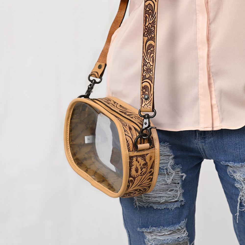 American Darling Hand-Tooled Genuine Leather Clear Bag