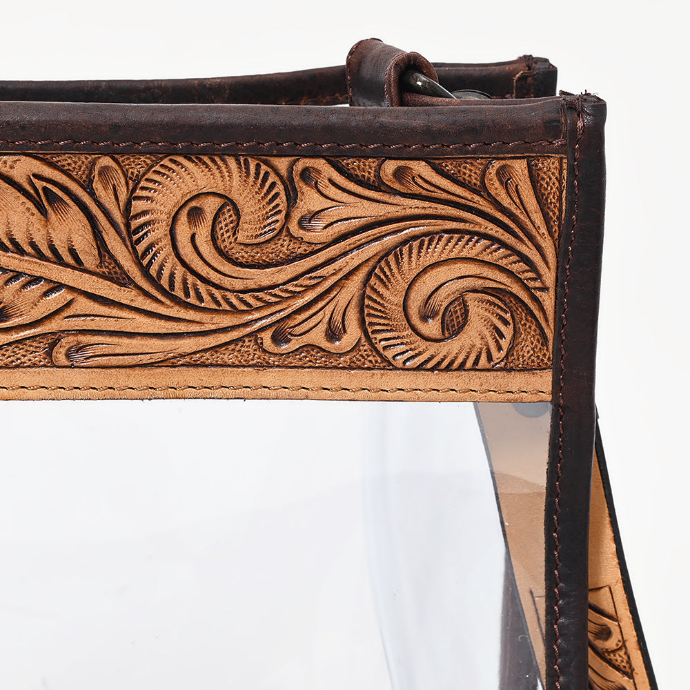 American Darling Hand-Tooled Genuine Leather Clear Bag