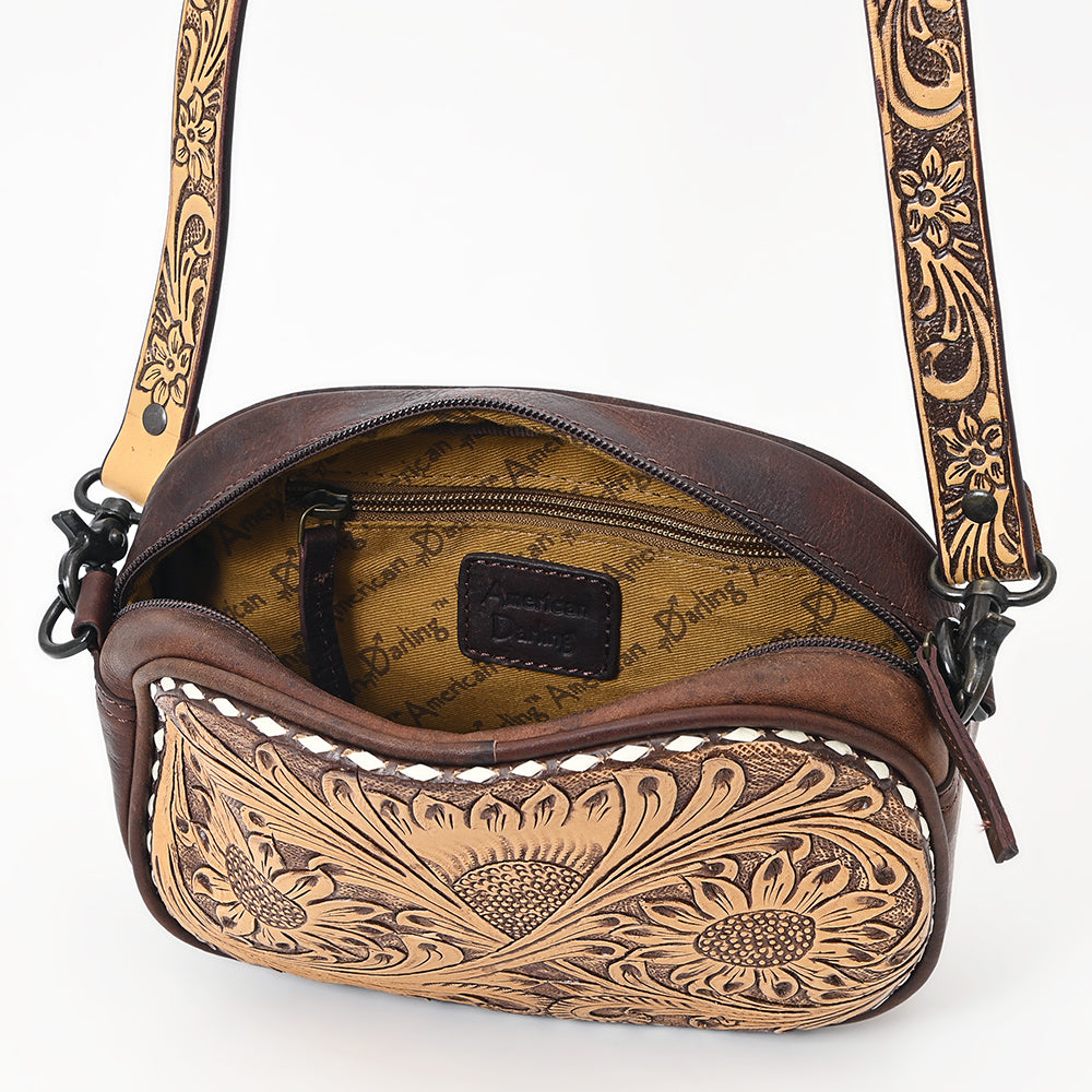 American Darling Hand-Tooled Genuine Leather Crossbody Bag