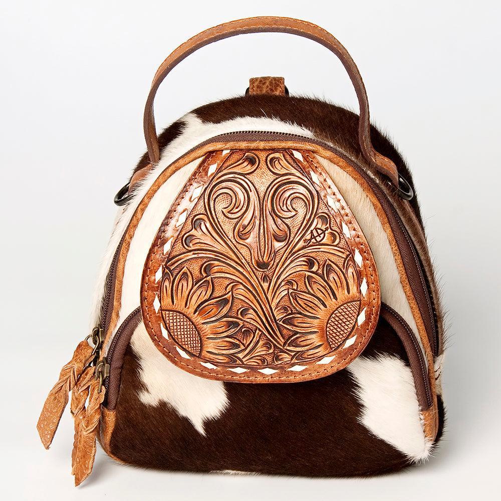 American Darling Hand-Tooled Hair-On Genuine Leather Bag