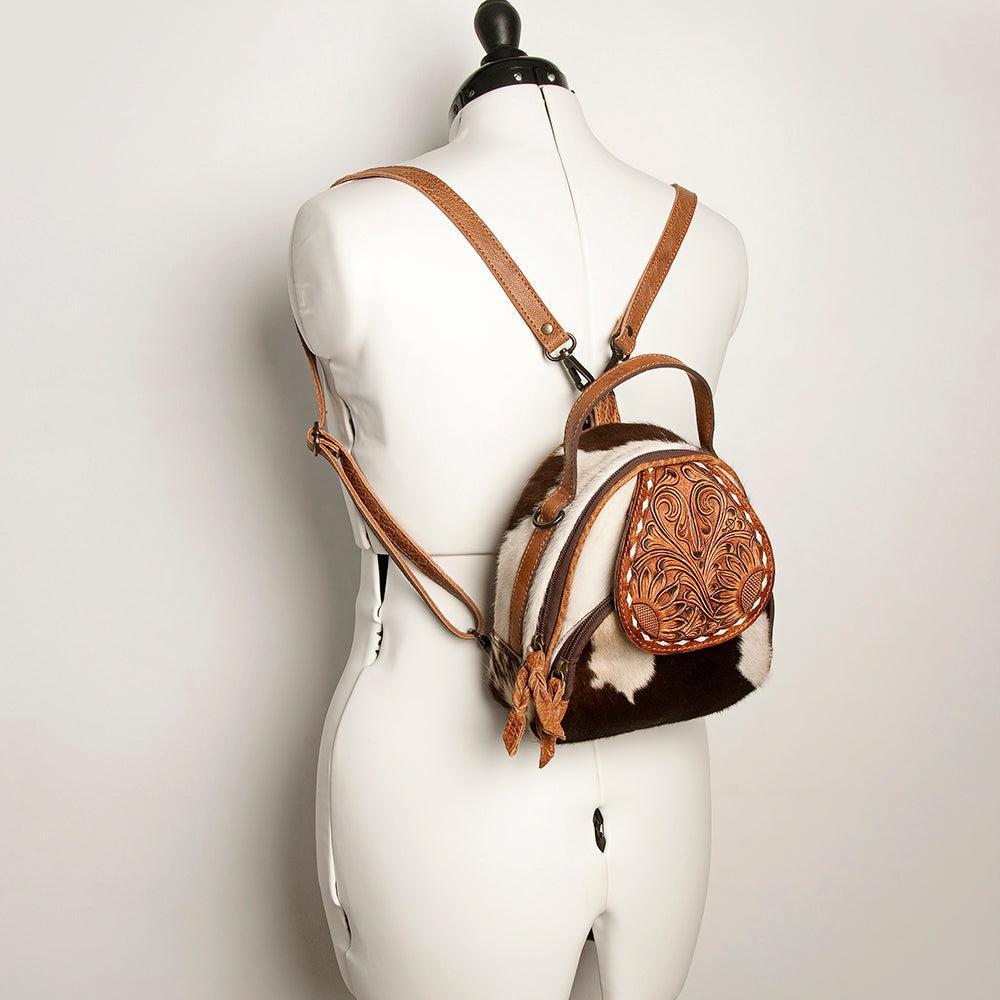 American Darling Hand-Tooled Hair-On Genuine Leather Bag