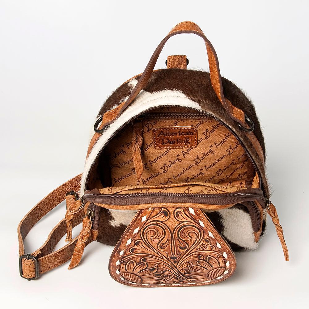 American Darling Hand-Tooled Hair-On Genuine Leather Bag