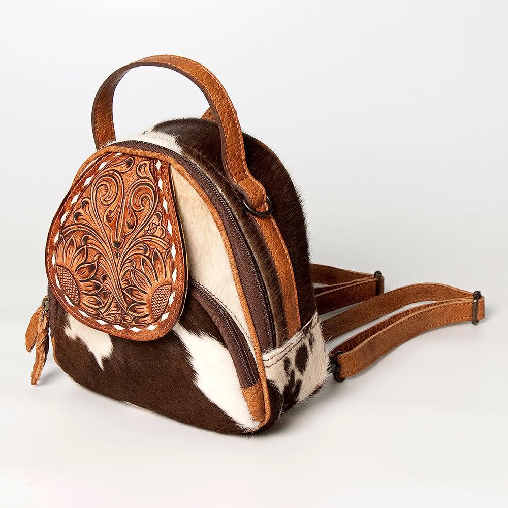 American Darling Hand-Tooled Hair-On Genuine Leather Bag