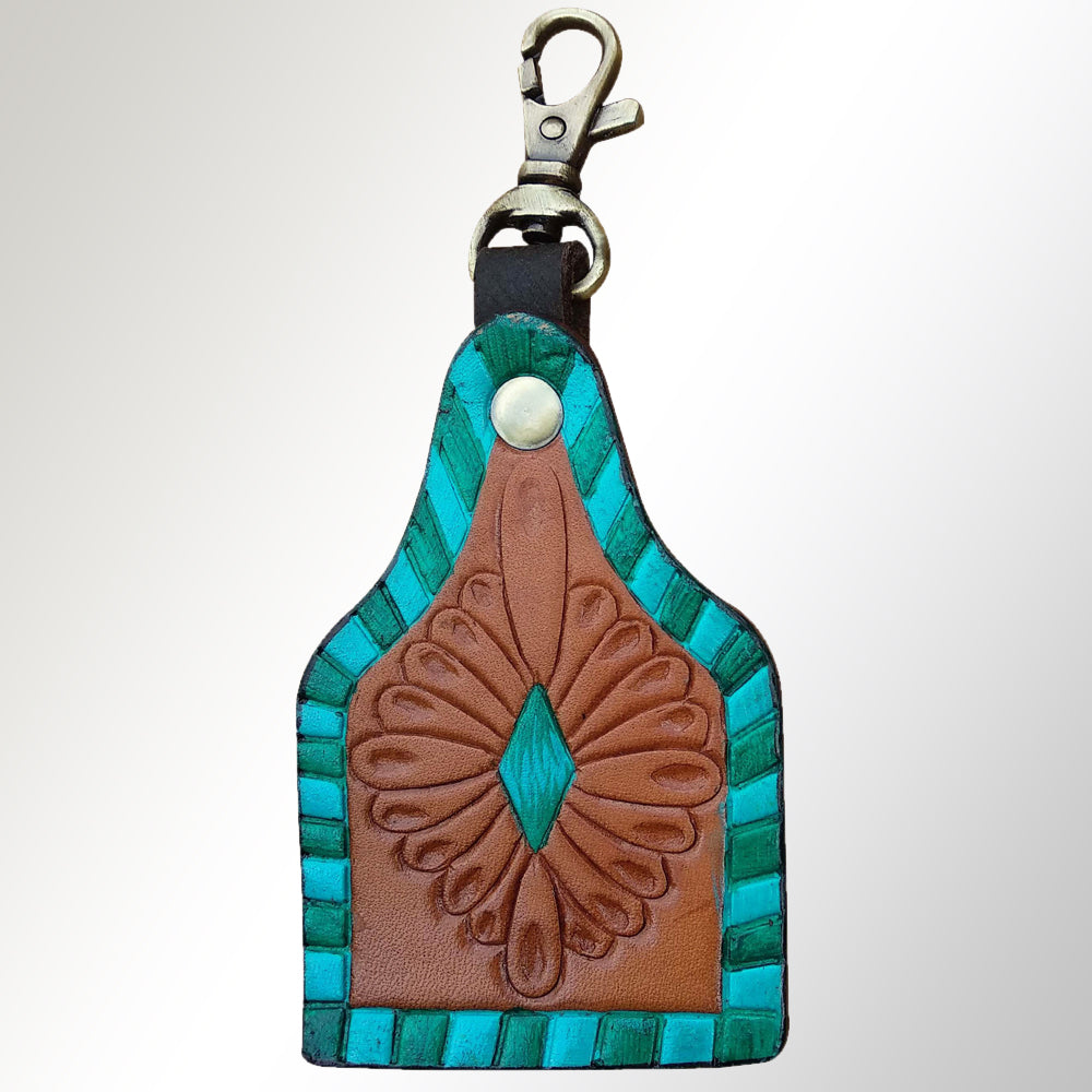 American Darling ADKRX113 Hand Tooled Carved Genuine Leather Keyring
