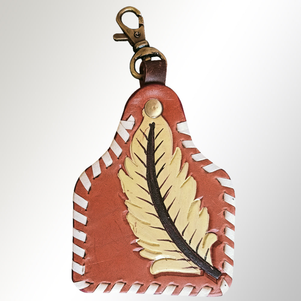 American Darling ADKRX118 Hand Tooled Carved Genuine Leather Keyring