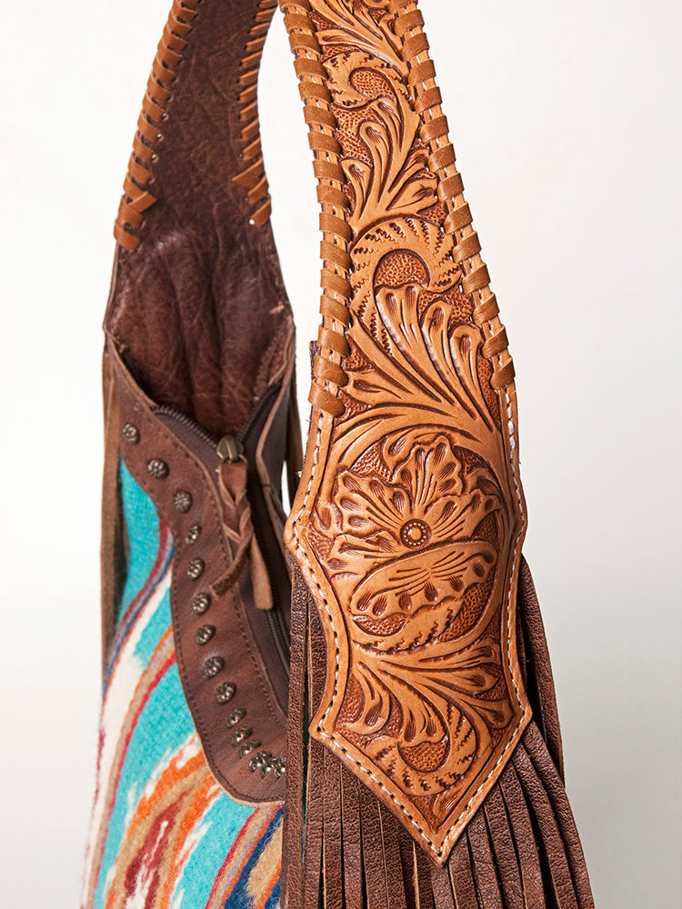 Hobo Hair On Saddle Blanket Genuine Leather Western Bag For Women