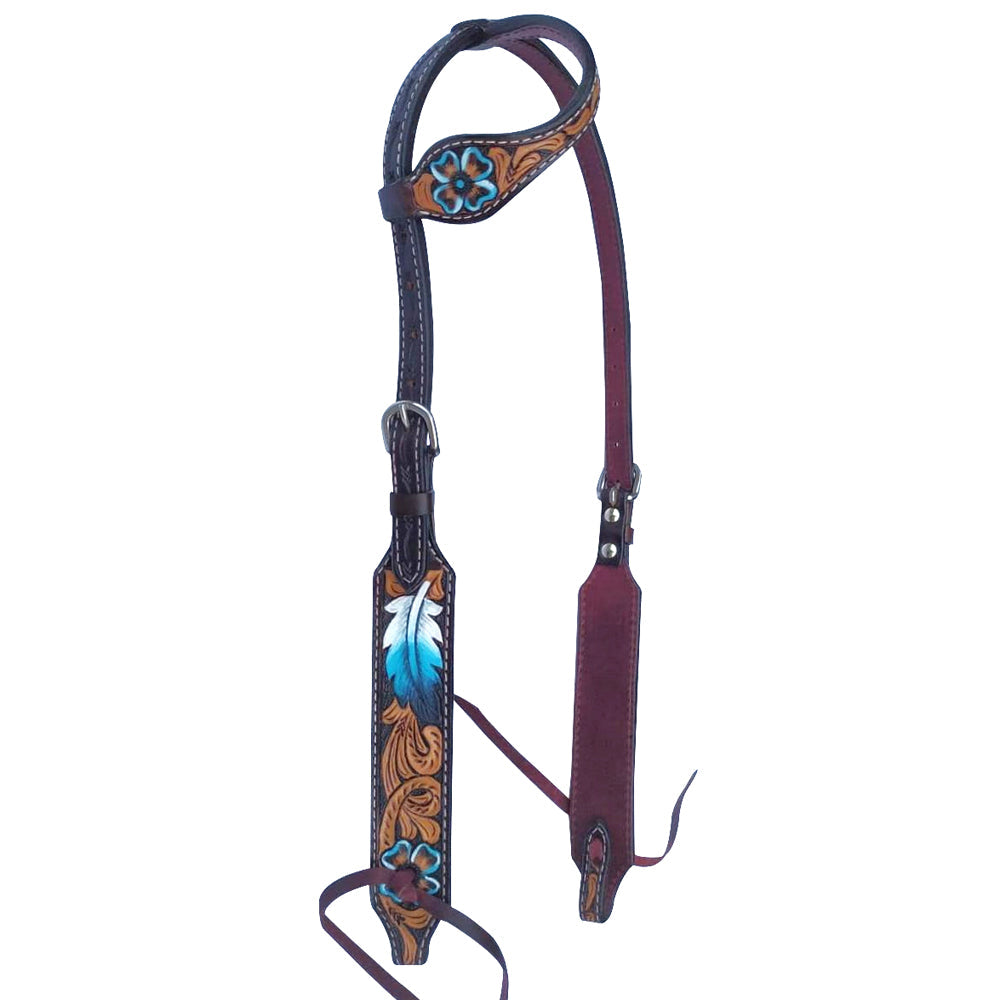 Bar H Equine American Leather Horse Saddle Tack One Ear Headstall Breast Collar Browband Wither Strap Set