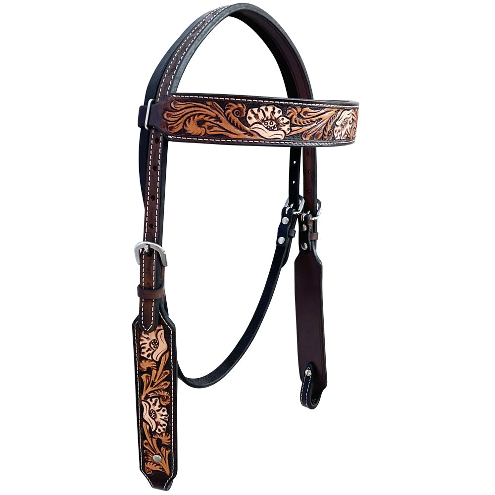 Bar H Equine American Leather Horse Saddle Tack One Ear Headstall | Breast Collar Browband Wither Strap Set BER267