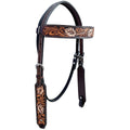 Bar H Equine American Leather Horse Saddle Tack One Ear Headstall | Breast Collar Browband Wither Strap Set BER267