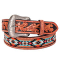 Bar H Equine Hand Carved Western Leather Belt Men Women Beaded