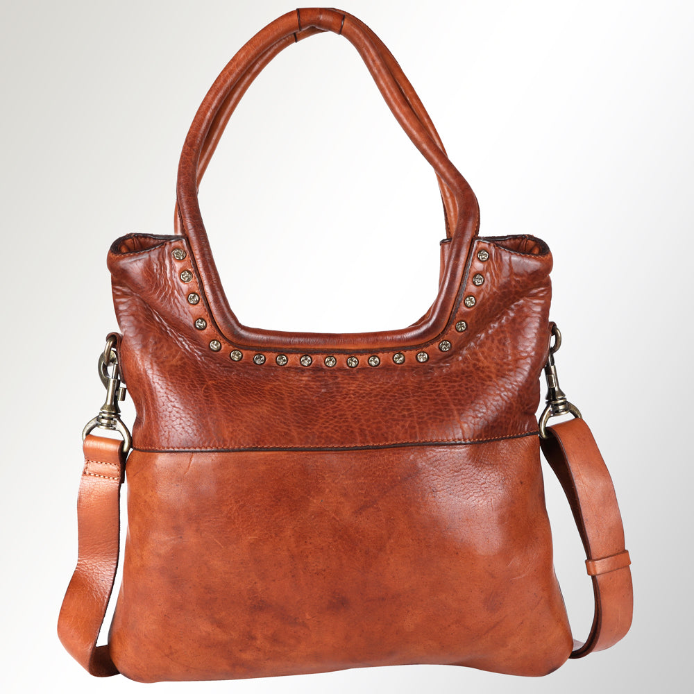 Spaghetti Western Tote Vintage Handmade Drum Dyed Genuine European Cowhide Leather