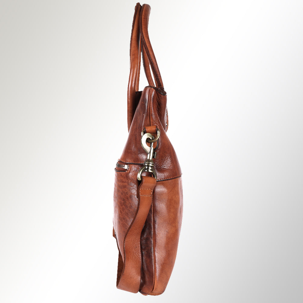 Spaghetti Western Tote Vintage Handmade Drum Dyed Genuine European Cowhide Leather