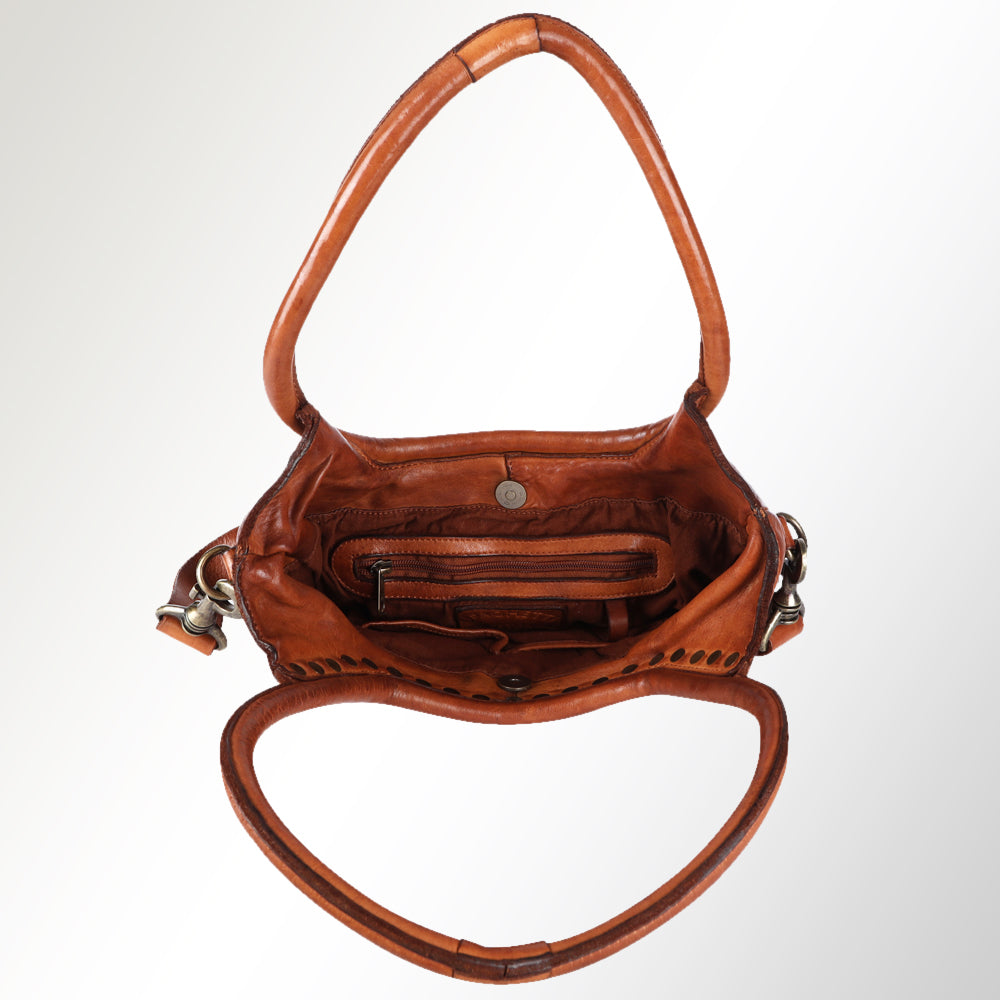 Spaghetti Western Tote Vintage Handmade Drum Dyed Genuine European Cowhide Leather