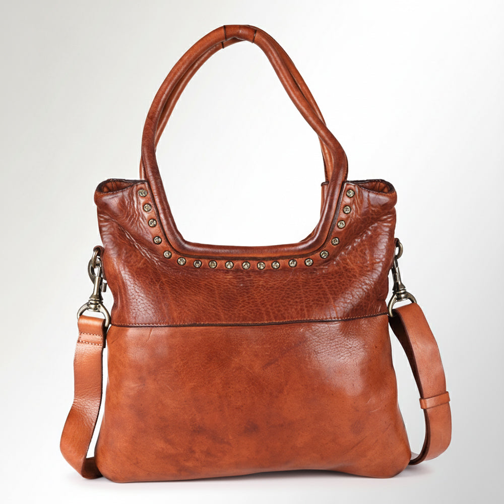 Spaghetti Western Swc178Tan Tote Vintage Handmade Drum Dyed Genuine European Cowhide Leather Women Bag Western Handbag Purse