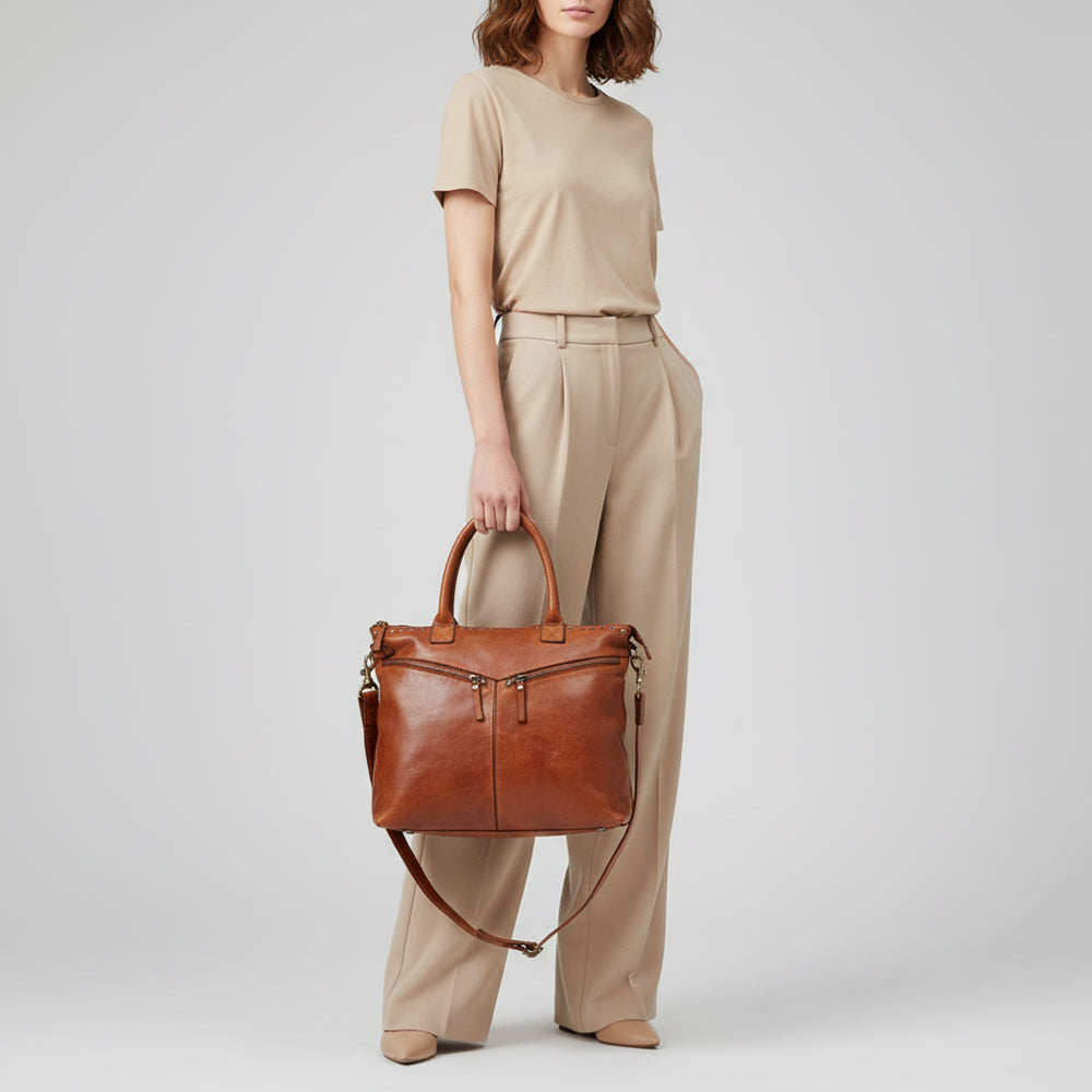 Spaghetti Western Swc179Tan Tote Vintage Handmade Drum Dyed Genuine European Cowhide Leather Women Bag Western Handbag Purse