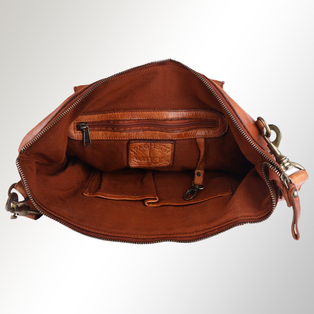 Spaghetti Western Tote Vintage Handmade Drum Dyed Genuine European Cowhide Leather