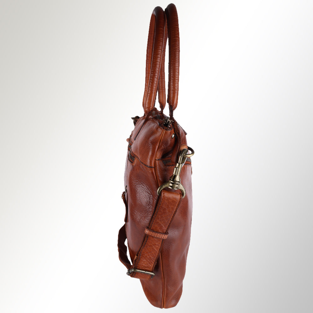 Spaghetti Western Tote Vintage Handmade Drum Dyed Genuine European Cowhide Leather