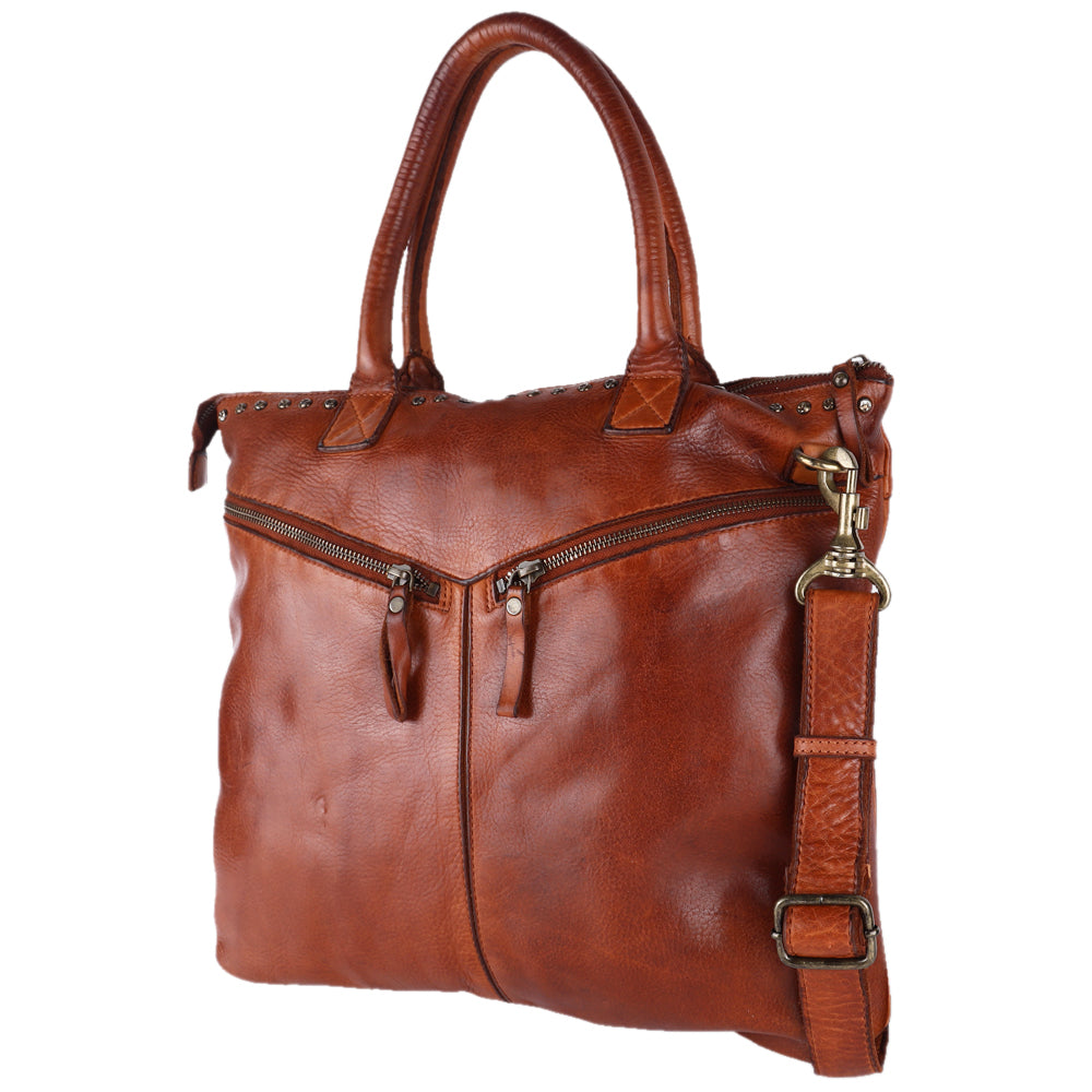 Spaghetti Western Tote Vintage Handmade Drum Dyed Genuine European Cowhide Leather