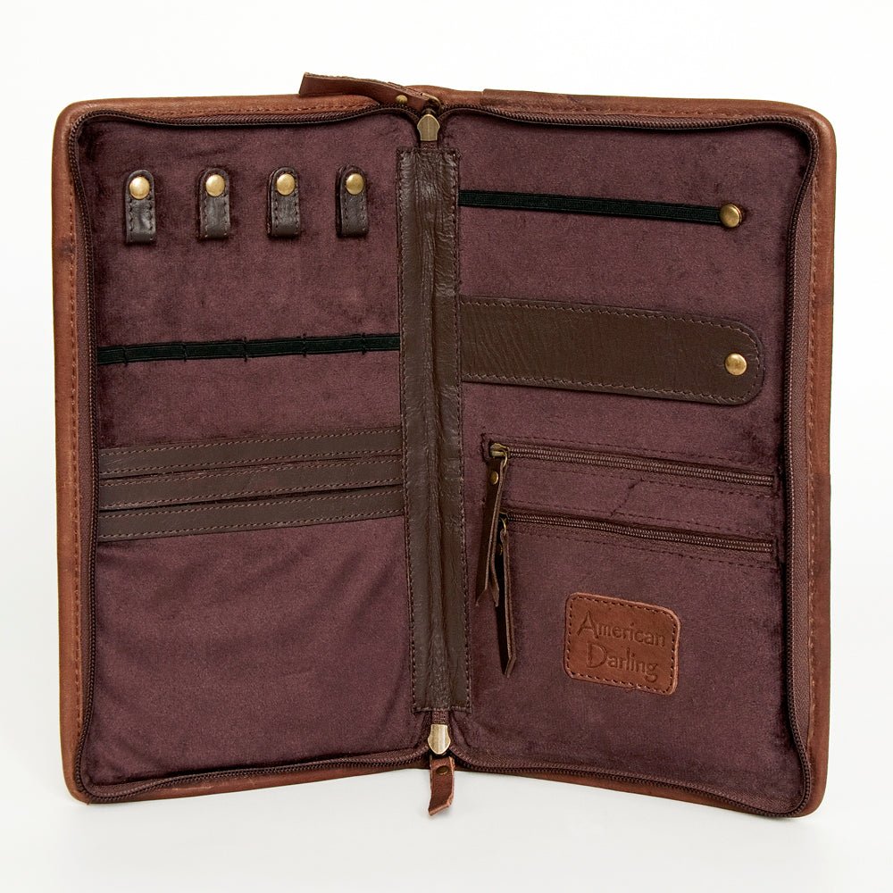 American Darling Jewelry Case Hand Tooled Hair-On Genuine Leather