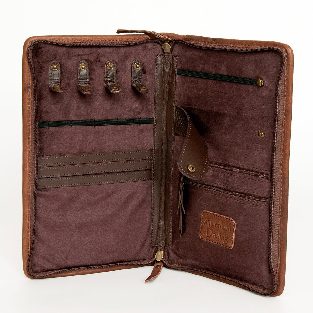 American Darling Jewelry Case Hand Tooled Hair-On Genuine Leather