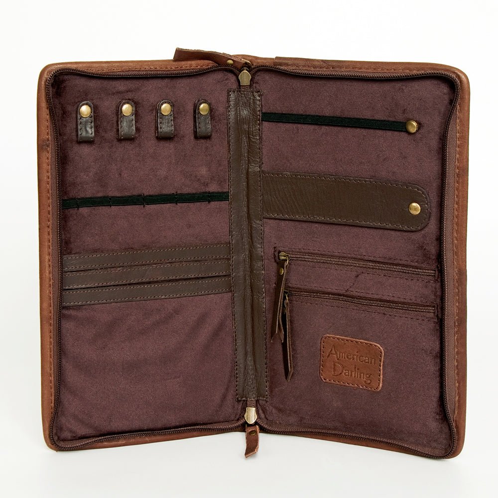American Darling Jewelry Case Hand Tooled Hair-On Genuine Leather