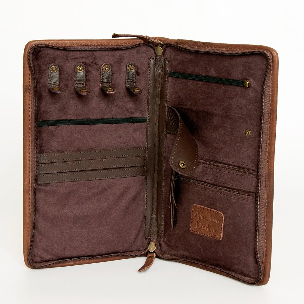 American Darling Jewelry Case Hand Tooled Hair-On Genuine Leather
