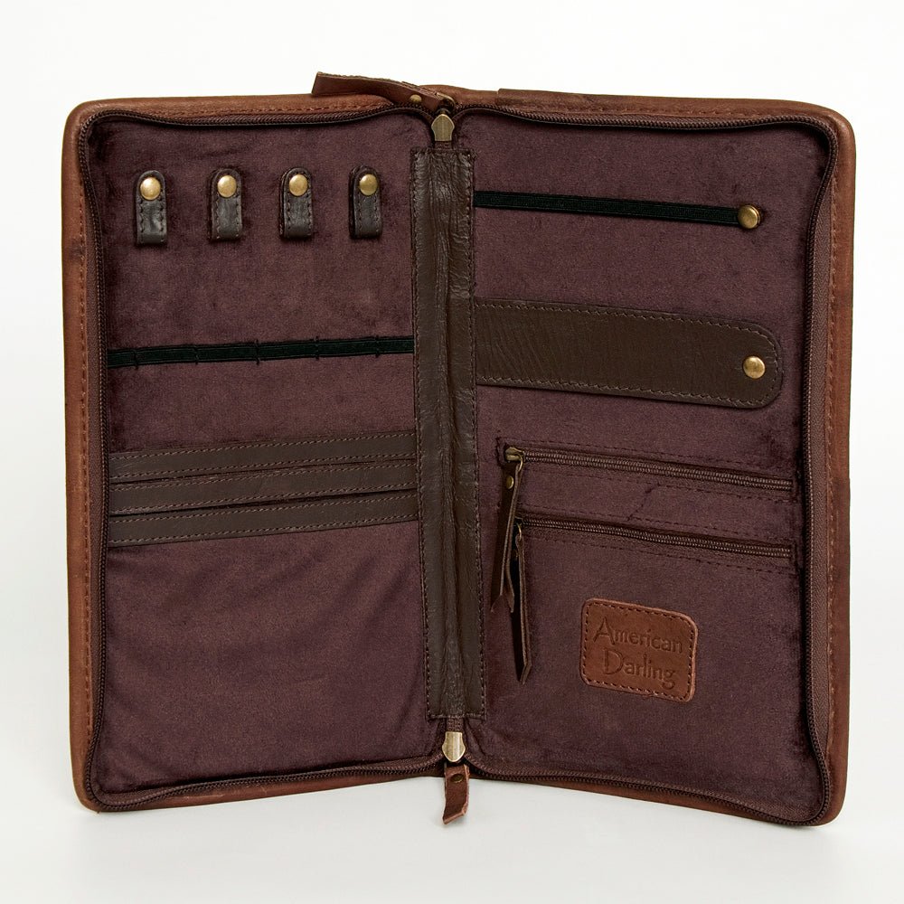 American Darling Jewelry Case Hand Tooled Hair-On Genuine Leather