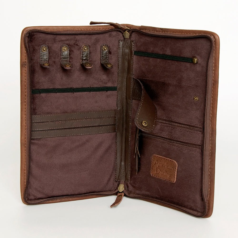 American Darling Jewelry Case Hand Tooled Hair-On Genuine Leather