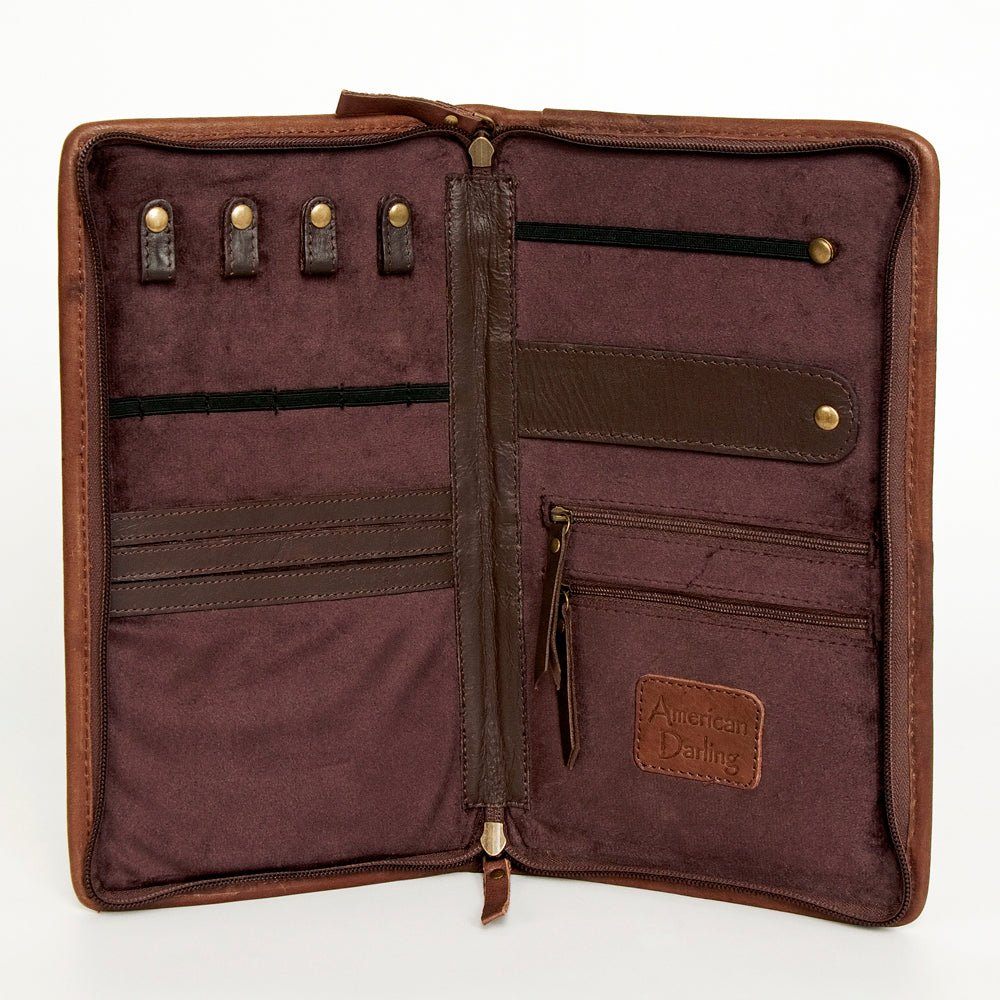 American Darling Jewelry Case Hand Tooled Hair-On Genuine Leather