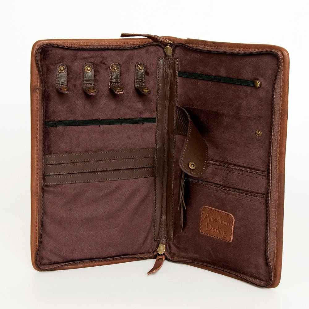 American Darling Jewelry Case Hand Tooled Hair-On Genuine Leather
