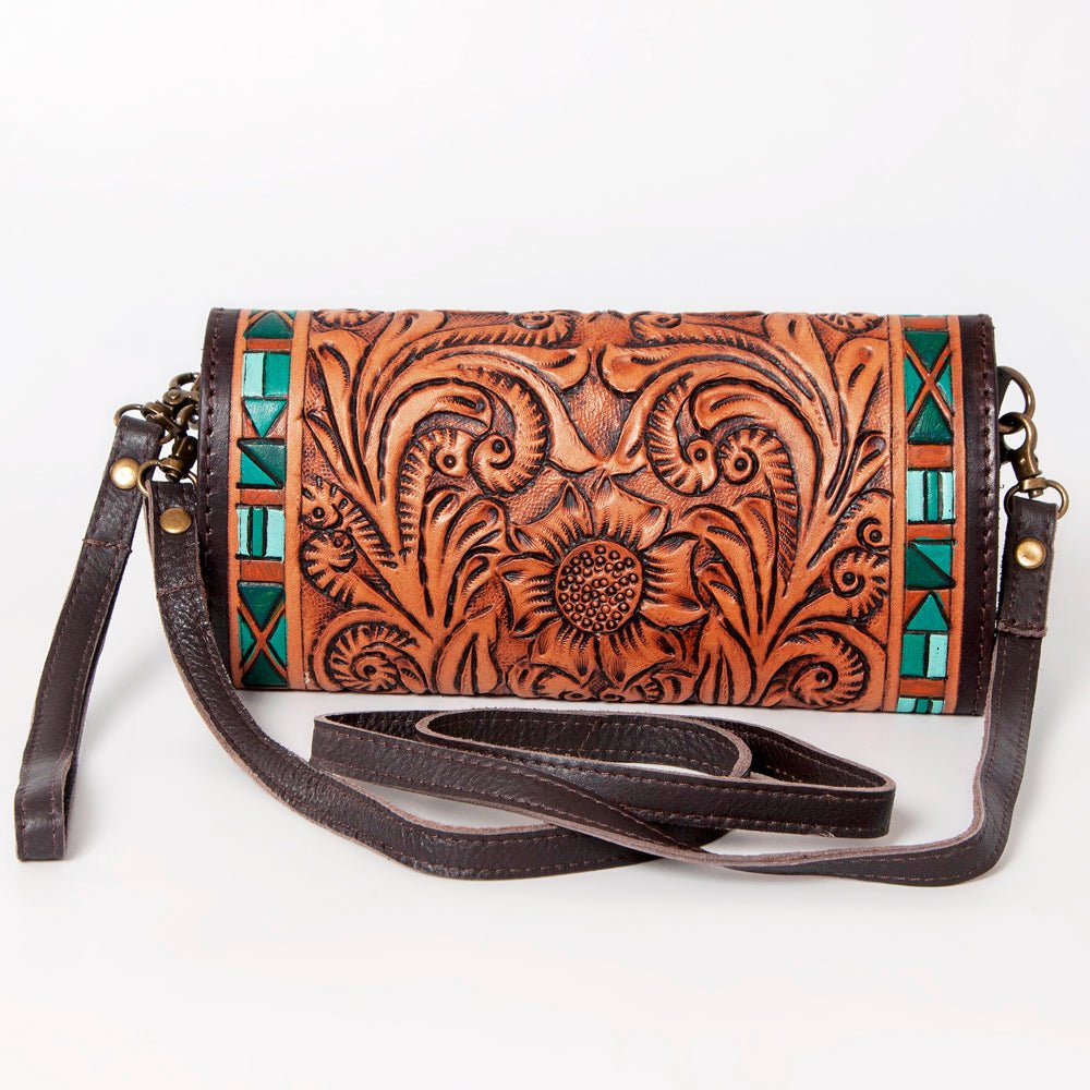 American Darling Wallet Hand Tooled Genuine Leather