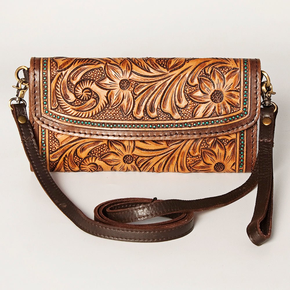 American Darling Wallet Hand Tooled Genuine Leather