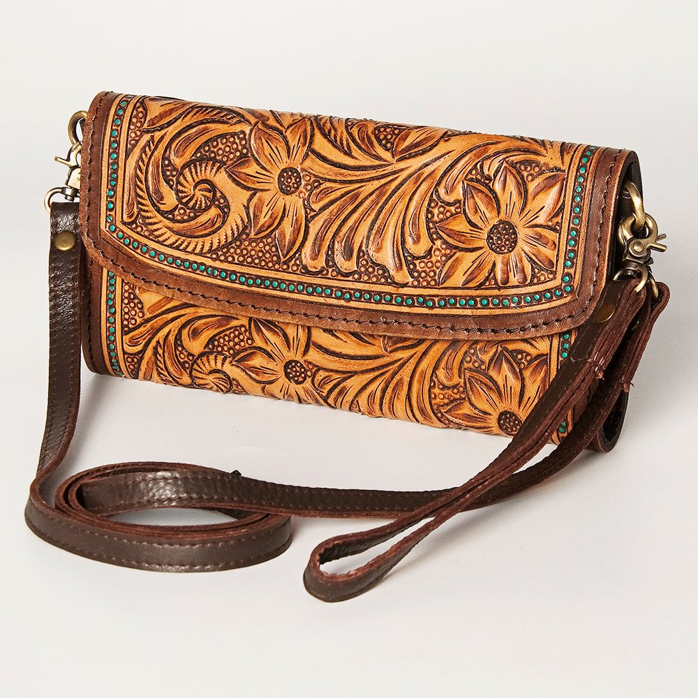 American Darling Wallet Hand Tooled Genuine Leather