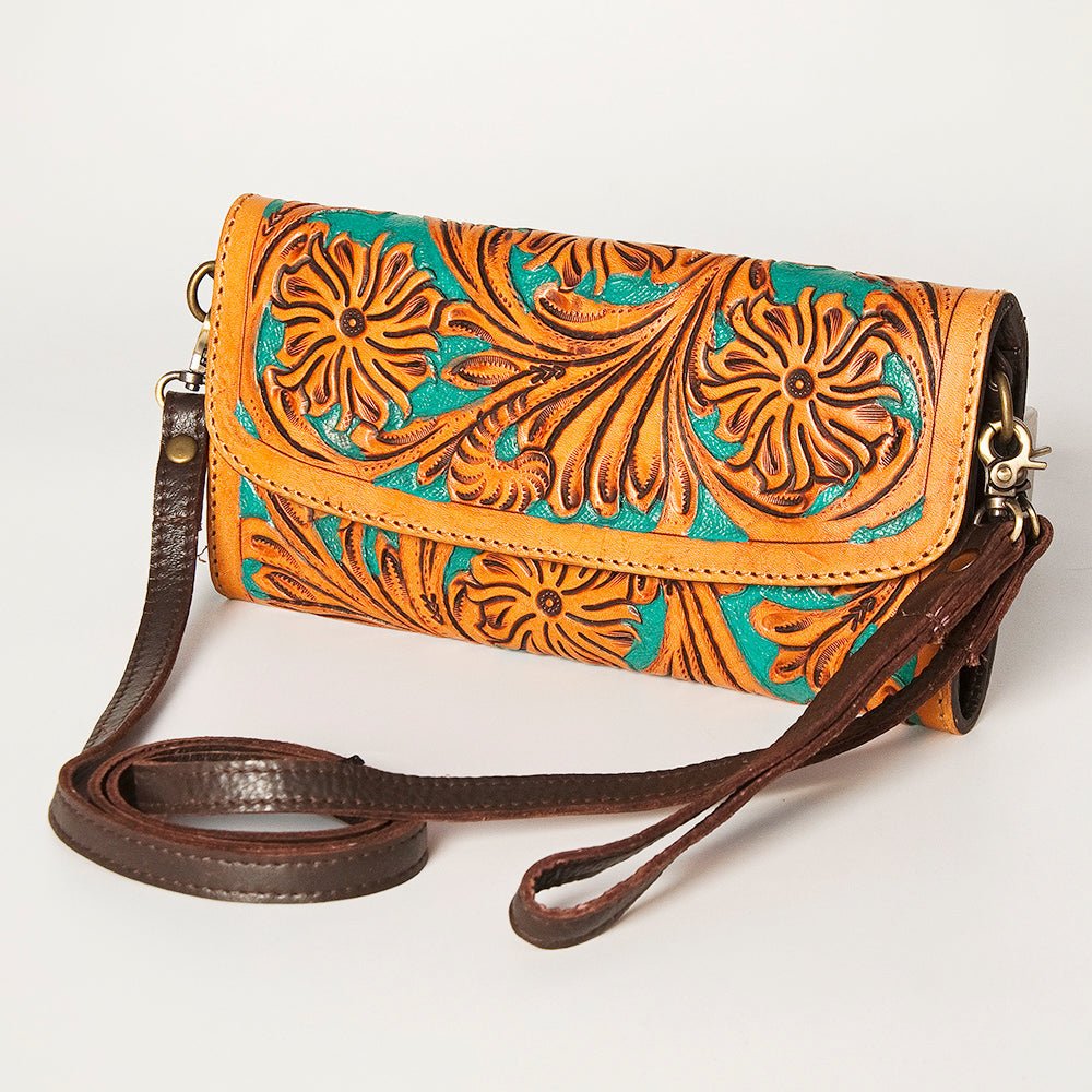 American Darling Wallet Hand Tooled Genuine Leather